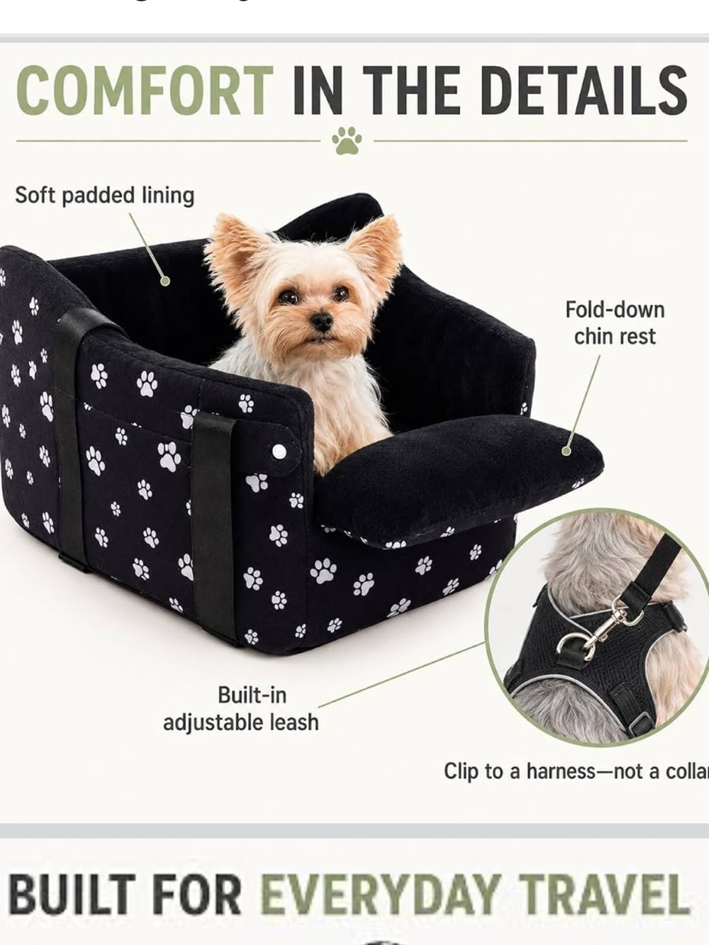 Center Console Dog Car Seat Travel for Small Dogs Under 15 lbs NEW - Picture 2 of 7